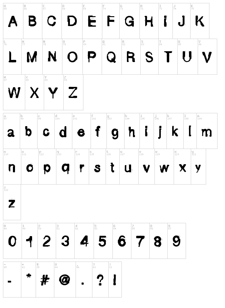 Fluid Maska font map